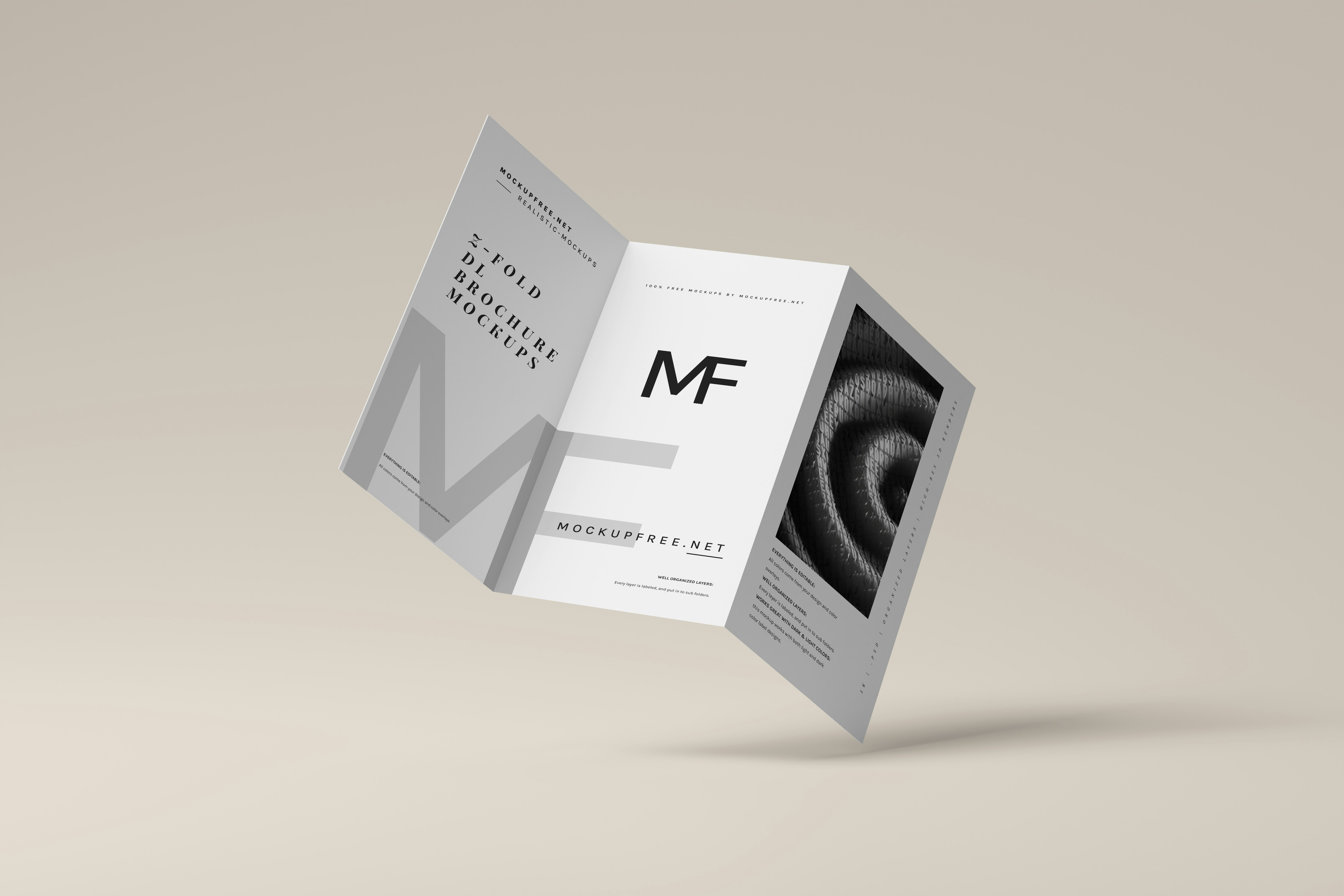 Z-Fold DL Brochure Mockups, Download the PSD version of this mockup for free from https://mockupfree.net